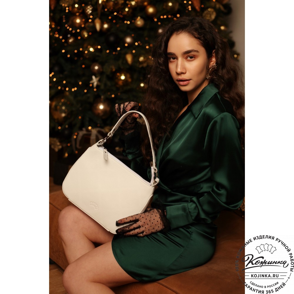  Кожаная женская сумка "Каролина" (белый) 